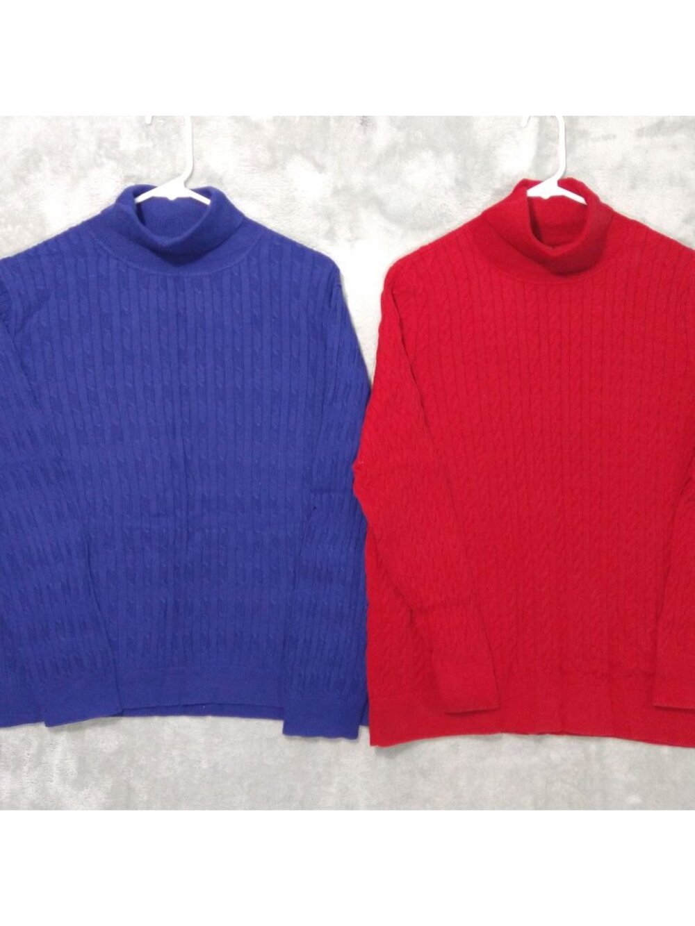 Talbots Sweater Womens 1X Plus Turtleneck Cable Neck Pullover Cotton Lot of 2